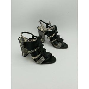 THE SELLER Open Toe Caged Ankle Strap Leather Heel